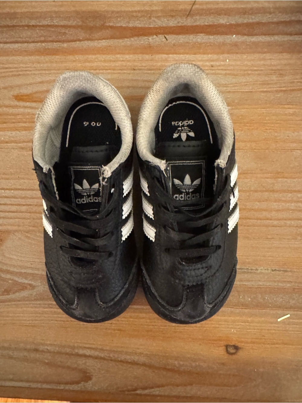 adidas Kids Black Sneakers with White Stripes